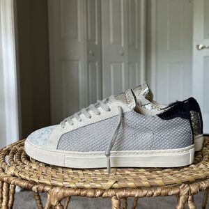 Steven by Steve Madden Peyton Sneakers Size 7.5 Blue Silver Glitter Shoe